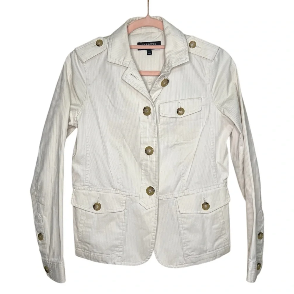 TALBOTS White Button Down Jacket for Women Size 4P - Picture 10 of 16
